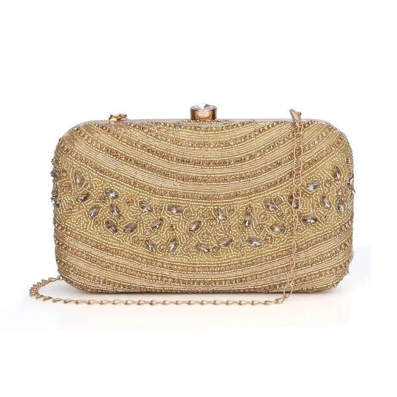 Top-rated money clips for everyday useTHE CLOWNFISH Emerald Collection Womens Party Clutch Ladies Wallet Evening Bag with Fashionable Round Corners Beads Work Floral Design (Yellow)