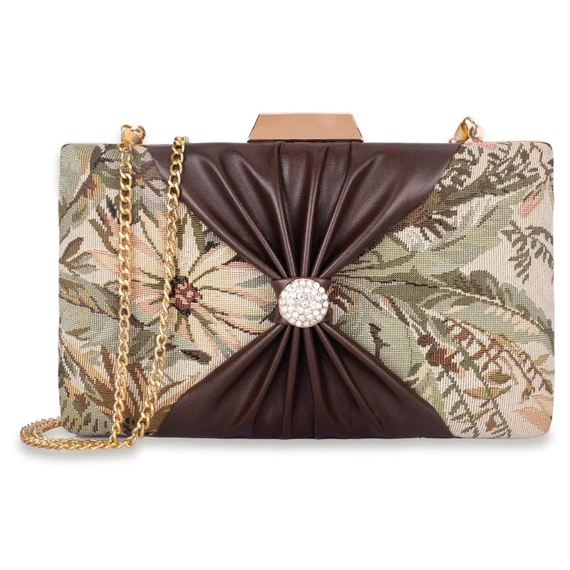Lightweight money clips for travelTHE CLOWNFISH Ritzy Collection Womens Party Clutch Ladies Wallet with Chain Strap Evening Bag with Fashionable Button Closure (Beige)