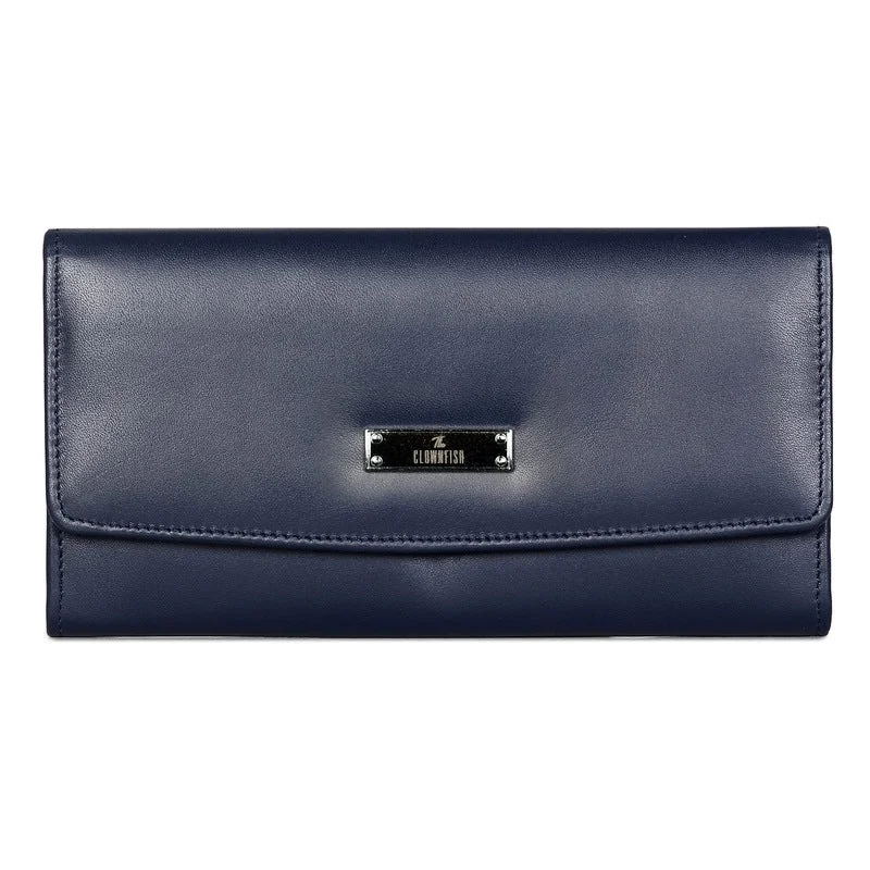 Eco-friendly money clips made from sustainable materialsTHE CLOWNFISH Zia Genuine Leather Bi-Fold Zip Around Wallet for Women with Multiple Card Slots & Coin Pocket (Navy Blue)