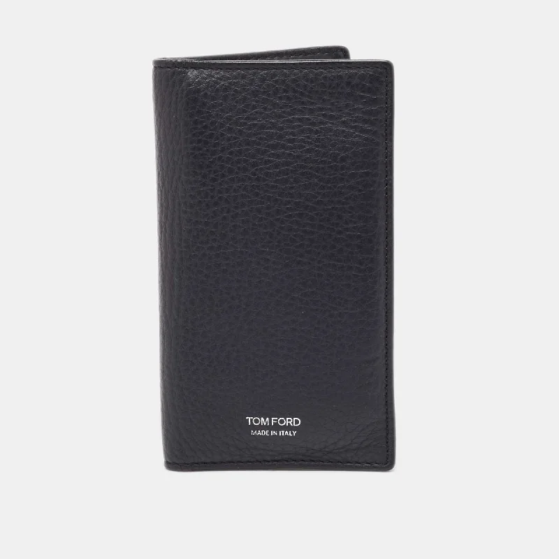 Money clips with RFID protectionTom Ford Navy Blue Leather Bifold Card Case