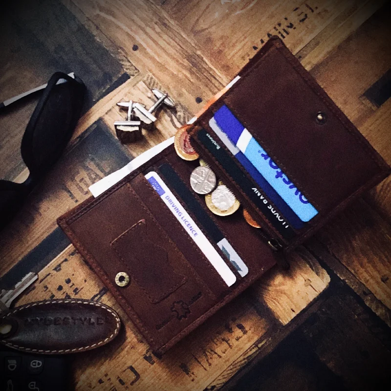 Money clips for holding large amounts of cashHYDESTYLE Venator distressed leather slim wallet #GW57