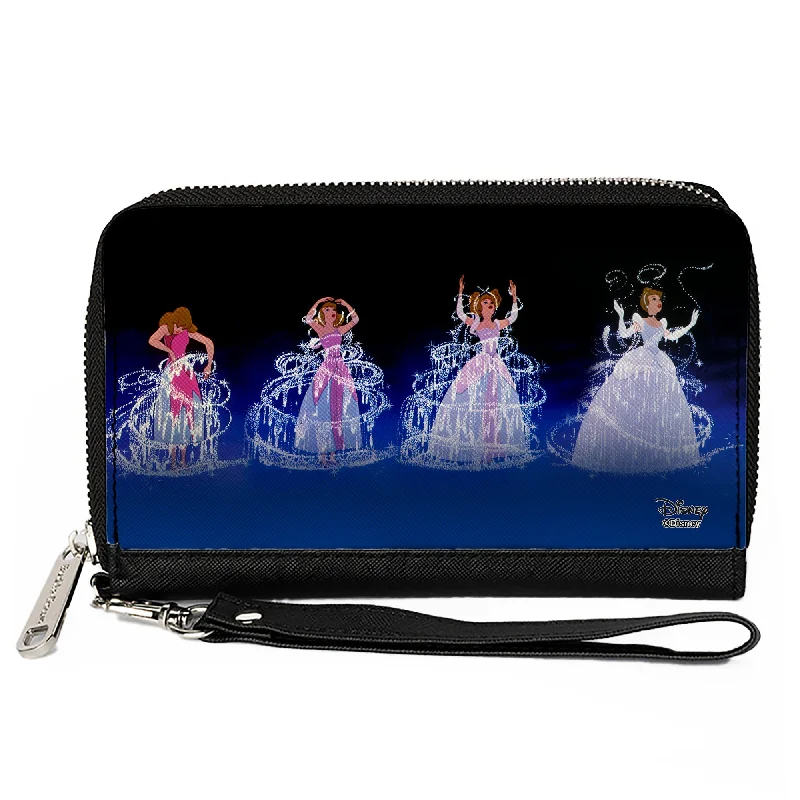 Money clips for women with sleek designsWomen's PU Zip Around Wallet Rectangle - Cinderella Princess Transformation Pose Blue Fade Money clips for women with sleek designsWomen's PU Zip Around Wallet Rectangle - Cinderella Princess Transformation Pose Blue Fade