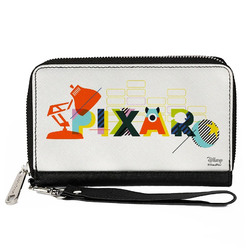 Custom money clips for corporate giftsWomen's PU Zip Around Wallet Rectangle - PIXAR Luxo Lamp and Ball Striping White Multi Color