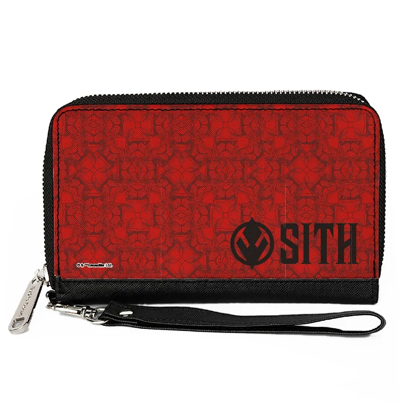 Stainless steel money clips for durabilityWomen's PU Zip Around Wallet Rectangle - Sith Trooper SITH Icon Collage Reds Black