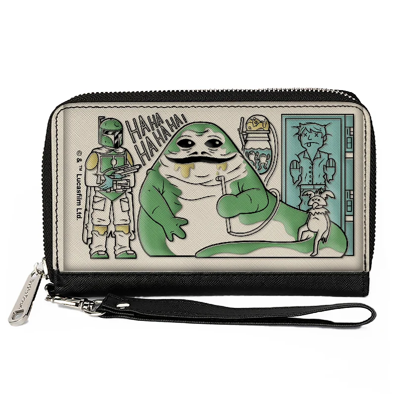 Stainless steel money clips for durabilityWomen's PU Zip Around Wallet Rectangle - Star Wars Boba Fett Jabba the Hutt Han Solo Mono Line Scene