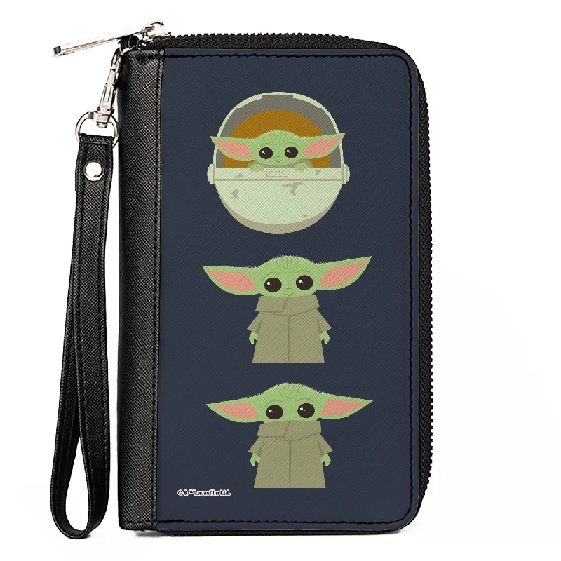 Top-rated money clips for everyday useWomen's PU Zip Around Wallet Rectangle - Star Wars The Child 3 Chibi Poses Gray