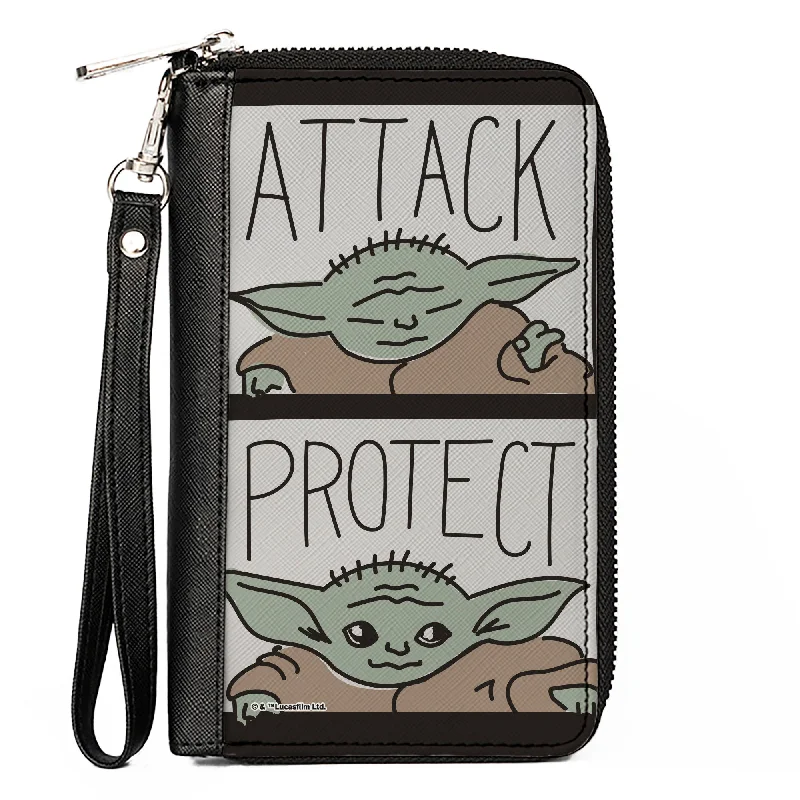 Elegant money clips for weddingsWomen's PU Zip Around Wallet Rectangle - Star Wars The Child ATTACK PROTECT Blocks Black