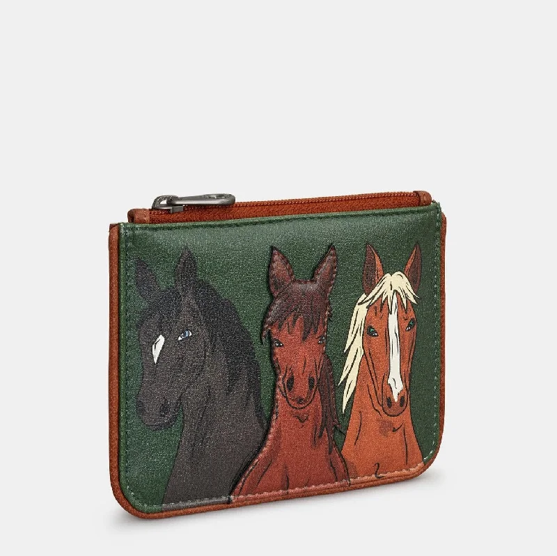 Money clips for women with sleek designsYoshi Herd of Horses zip top purse Green