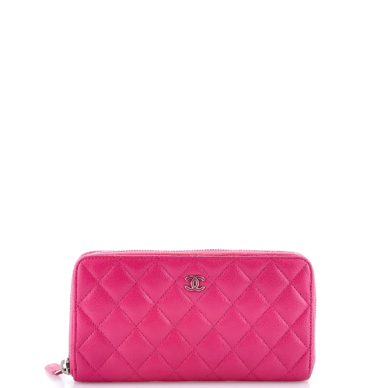 Lightweight money clips for travelZip Around Wallet Quilted Caviar Long
