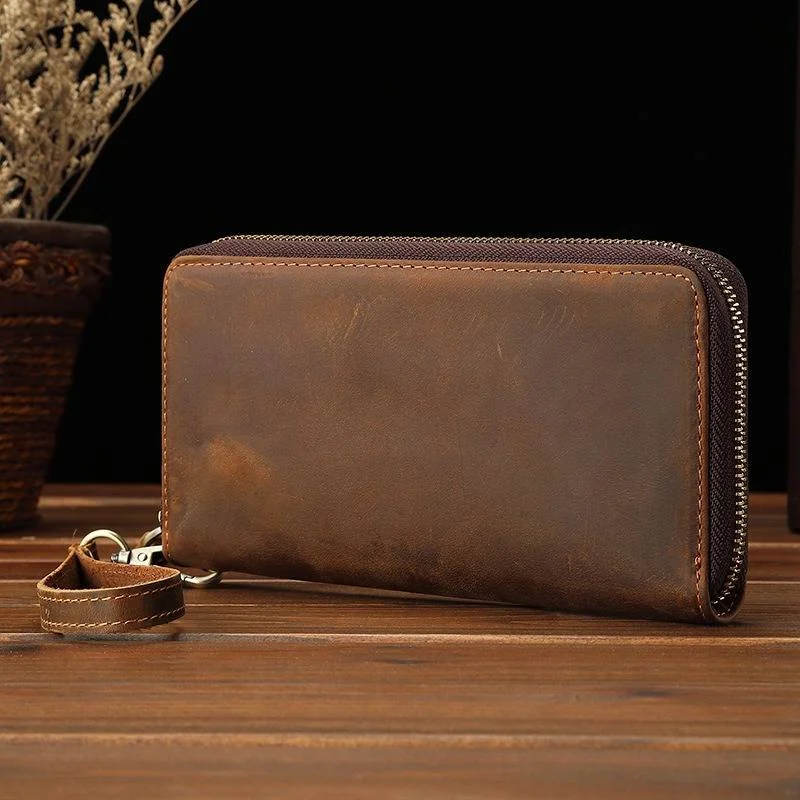 Luxury leather money clips with card slotsZipper Leather Long Wallet Credit Card Holder