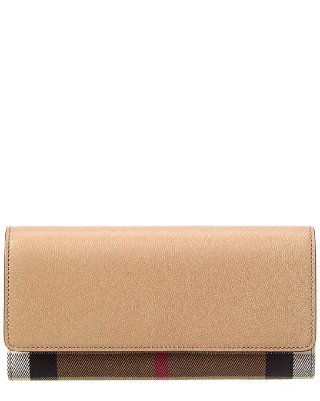 Burberry Halton Check Canvas & Leather Continental Wallet