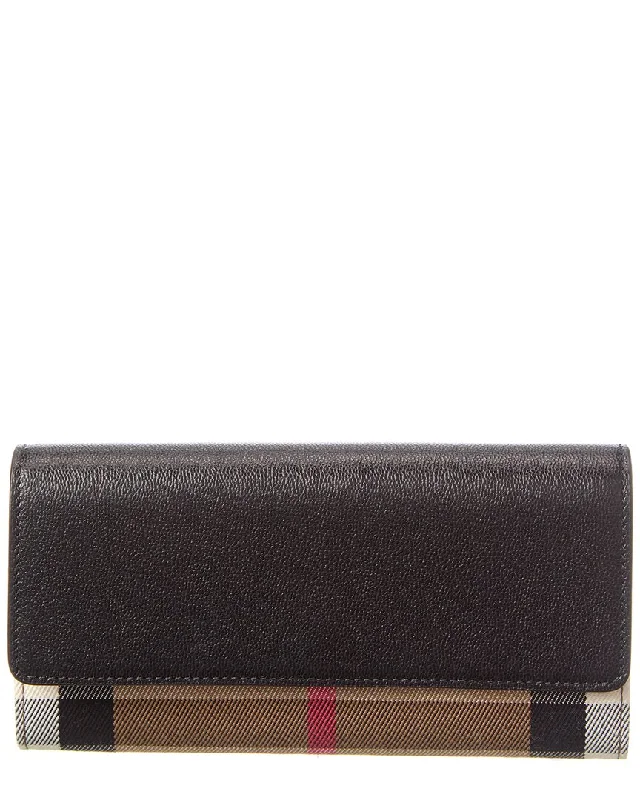 Burberry Halton Check Canvas & Leather Continental Wallet