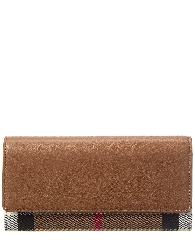 Burberry Halton Check Canvas & Leather Continental Wallet