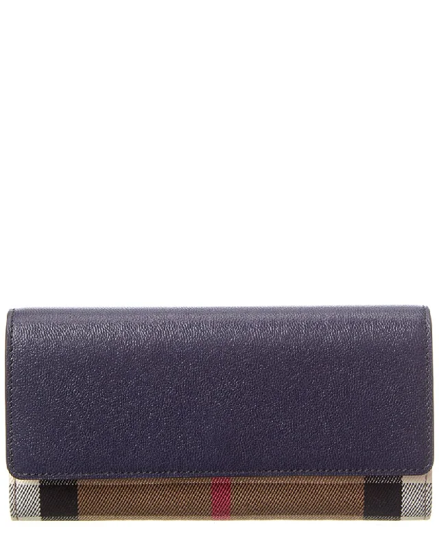 Burberry Halton Check Canvas & Leather Continental Wallet