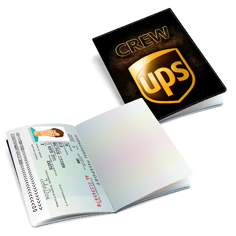 Vintage-Style Passport Covers & Wallets with Brass Hardware for Retro EnthusiastsUPS Logo Passport Cover