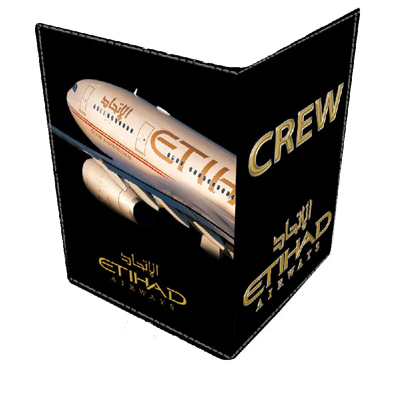 Antique Copper Passport Covers & Wallets with Intricate Engravings for CollectorsEtihad CREW-Passport Cover