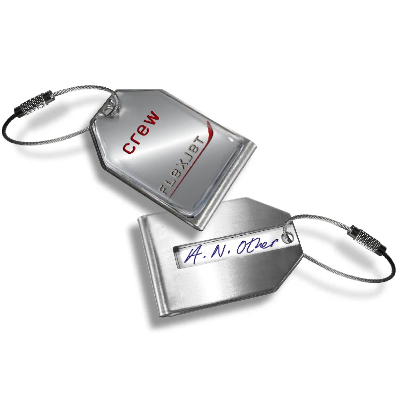 Silver-Plated Passport Covers & Wallets with Gemstone Accents for Elegant WomenFlexjet Logo Steel Tag