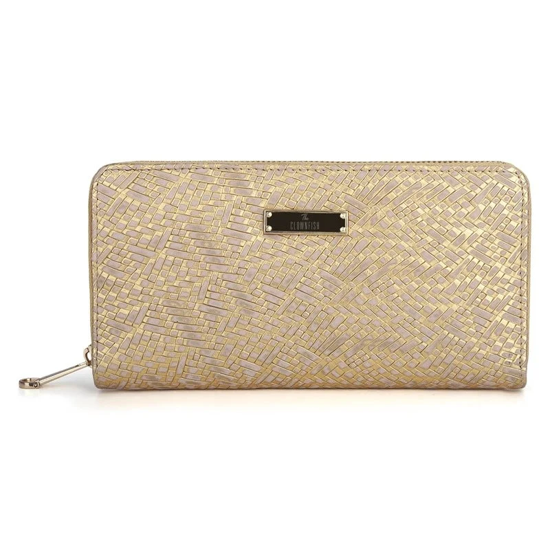 Genuine Leather Womens Wallet Clutch - Zip Around Design | Card Holders | 20x10 cm | Golden Genuine Leather Womens Wallet Clutch - Zip Around Design | Card Holders | 20x10 cm | Golden