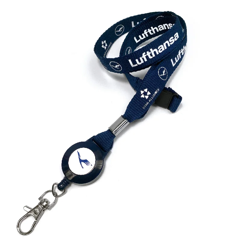 RFID-Blocking Passport Covers & Wallets in Sleek Black for Business TripsLufthansa Logo Ribbed Polyester Lanyard + Badge Reel