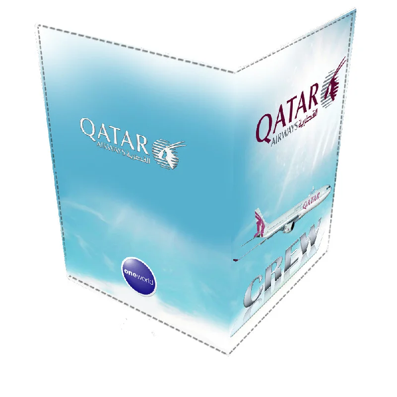 Embroidered Silk Passport Covers & Wallets with Gold Thread for Special OccasionsQatar A330 CREW-Passport Cover