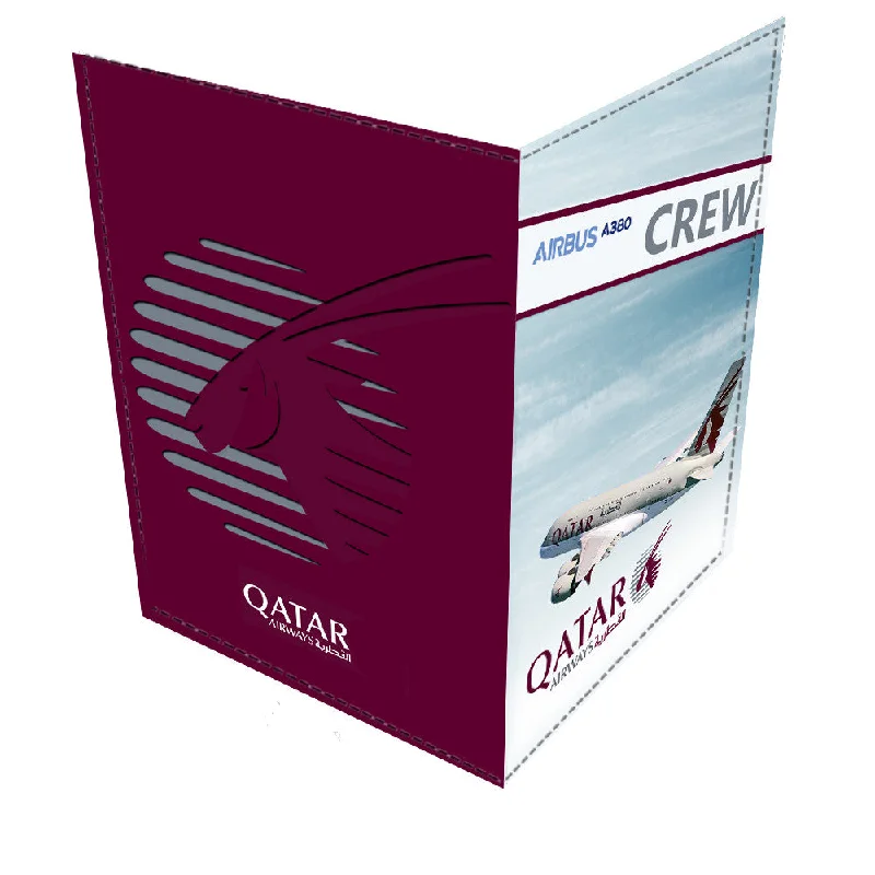 Monogrammed Leather Passport Covers & Wallets as Personalized GiftsQatar A380 CREW-Passport Cover