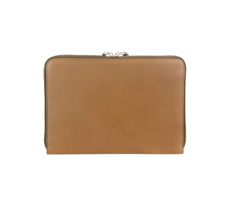 SALVATORE FERRAGAMO Gancio Men's 686773 Brown Zippered Continental Wallet
