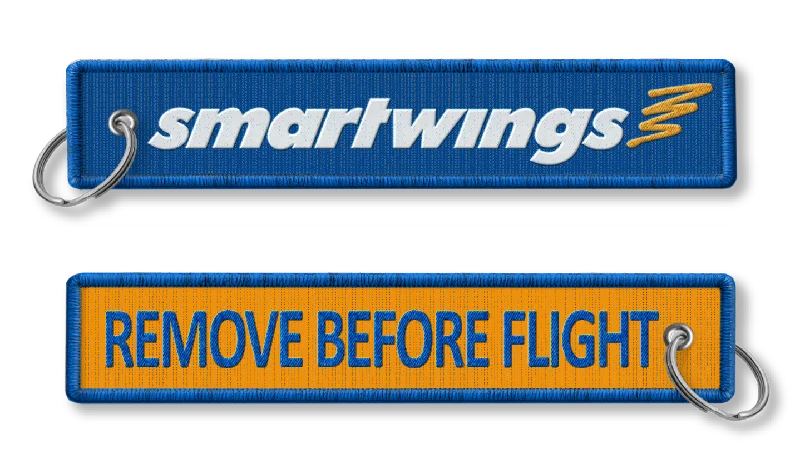 Laser-Cut Metal Passport Covers & Wallets with Geometric Designs for Tech-SavvySmartwings-Remove Before Flight Keyring