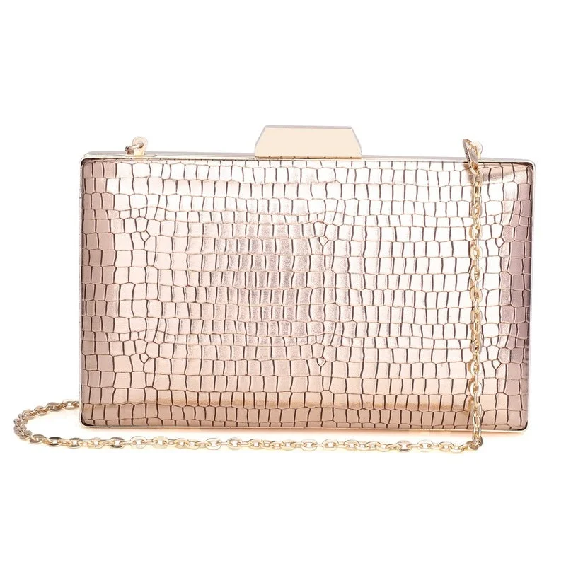 THE CLOWNFISH Estella Collection Faux Leather Womens Party Clutch Ladies Wallet Evening Bag with Chain Strap (Bronze) THE CLOWNFISH Estella Collection Faux Leather Womens Party Clutch Ladies Wallet Evening Bag with Chain Strap (Bronze)