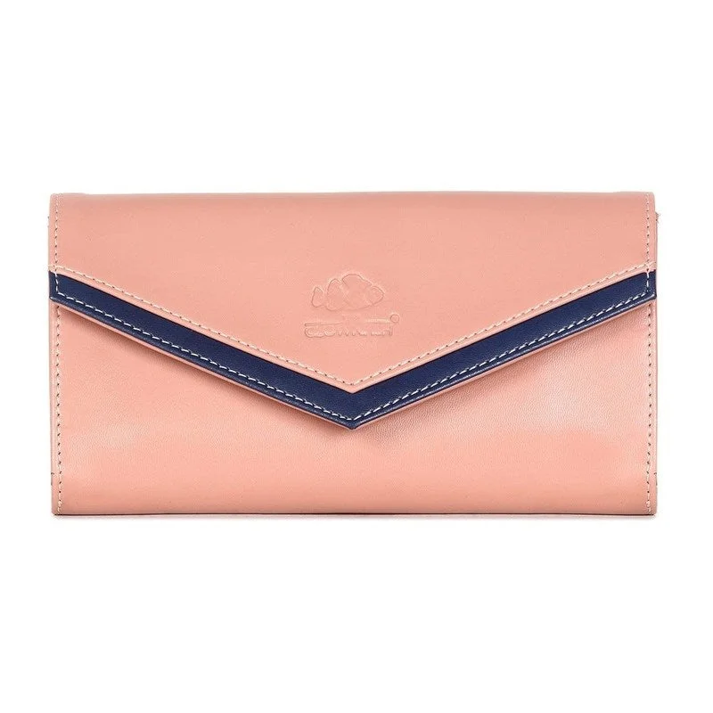THE CLOWNFISH Lucia Collection Womens Wallet Clutch Ladies Purse with multiple card slots (Peach) THE CLOWNFISH Lucia Collection Womens Wallet Clutch Ladies Purse with multiple card slots (Peach)