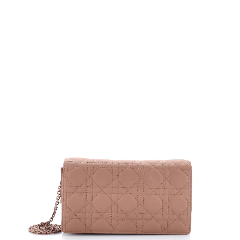 Ultra Matte Lady Dior Wallet on Chain Pouch Cannage Quilt Calfskin Long