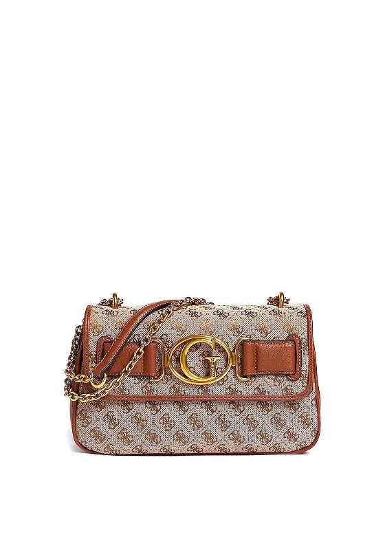 Men's crossbody bag with multiple interior pockets for organizationGuess Aileen 4g Logo Crossbody Bag, Cognac