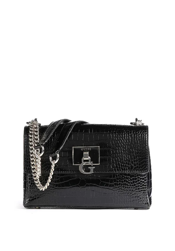 Designer men's crossbody bag with a unique pattern or logoGuess Carabel Crocodile Medium Crossbody Bag, Black