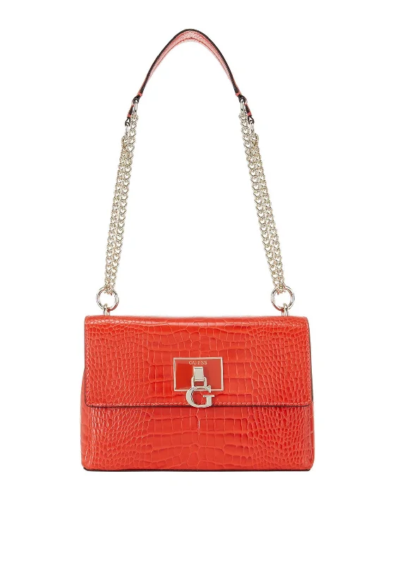 Soft suede men's crossbody bag for a luxurious feelGuess Carabel Crocodile Medium Crossbody Bag, Orange