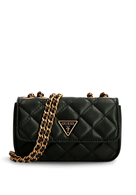 Compact men's crossbody bag for everyday carryGuess Cessily Quilted Mini Crossbody Bag, Black