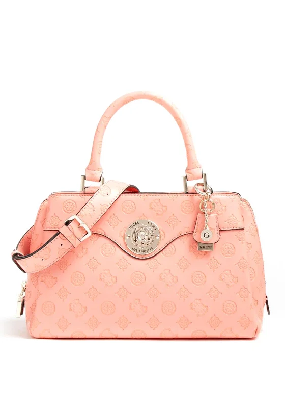 Men's crossbody bag with a water - resistant coating for rainy daysGuess Dayane Medium Embossed Crossbody Bag, Coral