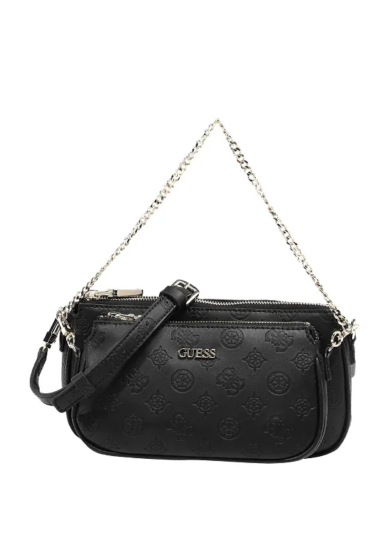 Compact men's crossbody bag for everyday carryGuess Dayane Mini Double Pouched Embossed Bag, Black