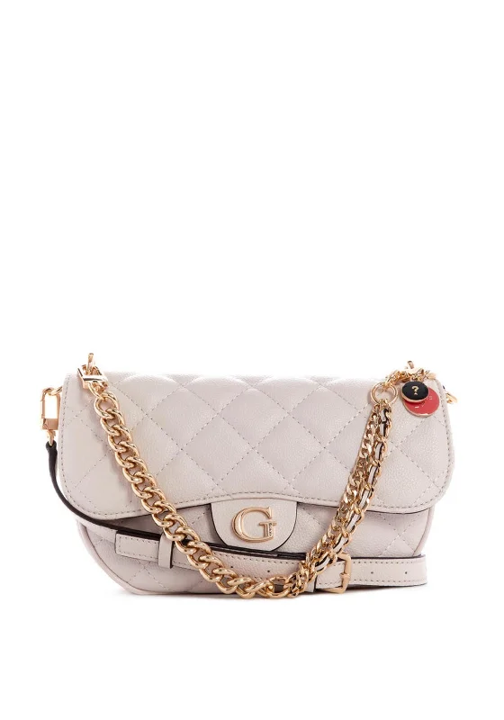 Men's crossbody bag made from recycled materials for eco - friendly usersGuess Gillian Quilted Crossbody Bag, Stone