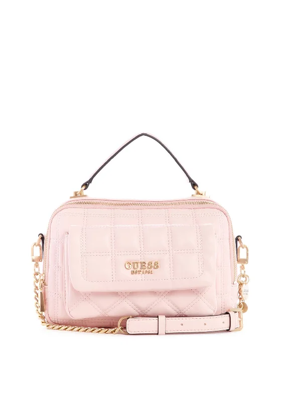 Men's crossbody bag with adjustable straps for a customized fitGuess Kamina Medium Double Pouch Satchel Bag, Blush Pink