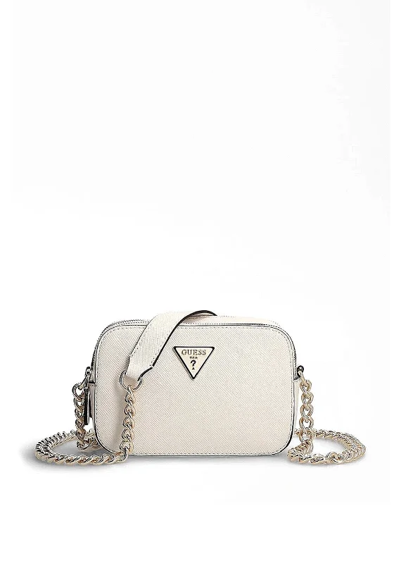 Military - style men's crossbody bag with MOLLE webbing for attachmentsGuess Noelle Small Crossbody Bag, Ivory