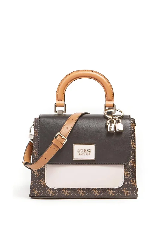 Hiking - specific men's crossbody bag with a hydration bladder pocketGuess Tyren Medium 4G Print Satchel Bag, Brown and Black