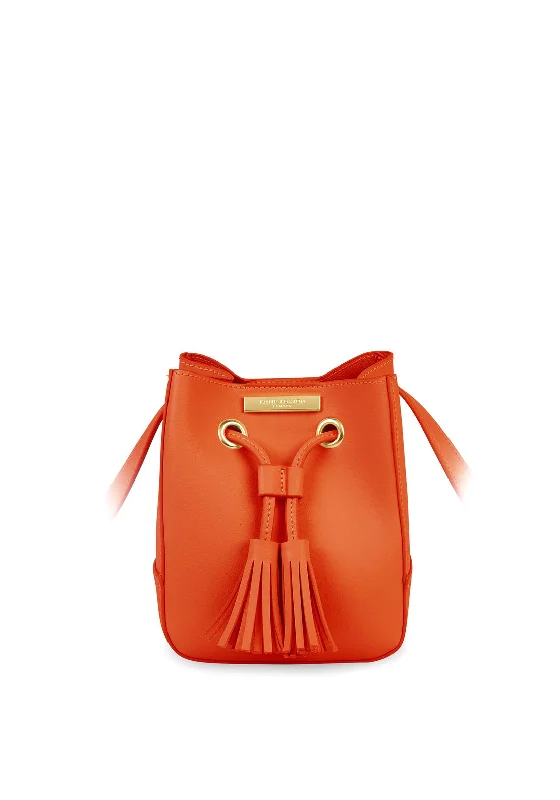 Men's leather crossbody bag with antique brass hardware for a vintage lookKatie Loxton Blair Tassel Bucket Bag, Orange