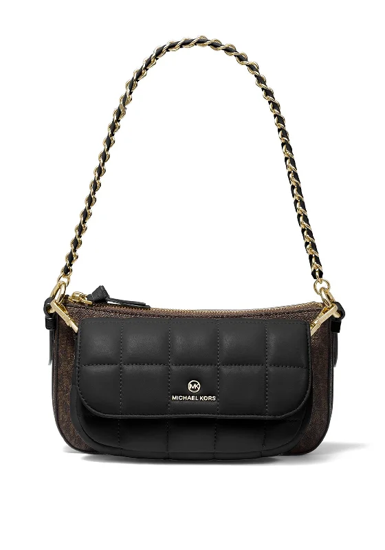 Canvas men's crossbody bag with a rustic, casual styleMICHAEL Michael Kors Jet Set Charm Leather Quilted Pouch Crossbody Bag, Black & Brown