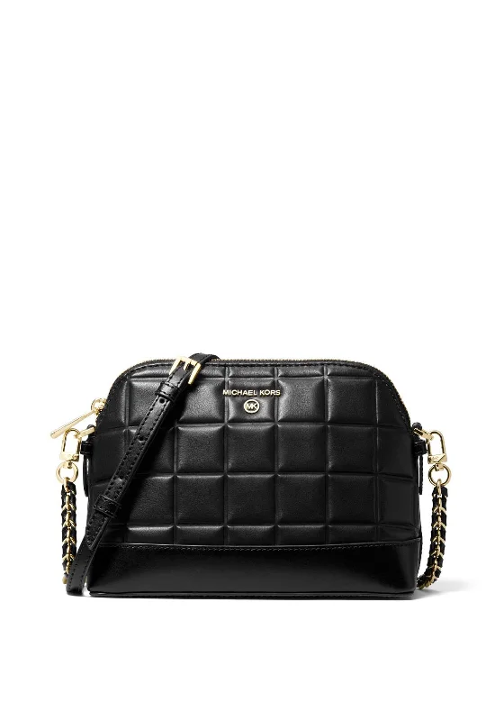Men's crossbody bag made from recycled materials for eco - friendly usersMICHAEL Michael Kors Quilted Leather Dome Crossbody Bag, Black