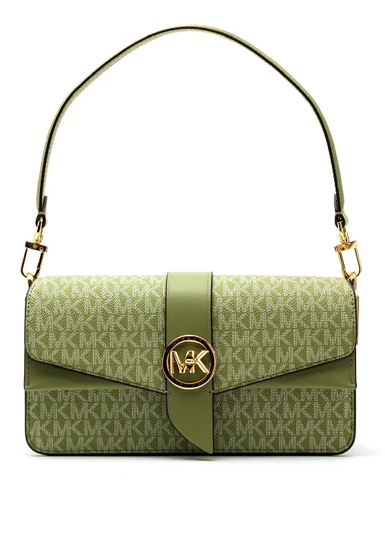 Canvas men's crossbody bag with a rustic, casual styleMICHAEL Michael Kors Greenwich Graphic Logo Shoulder Bag, Light Sage