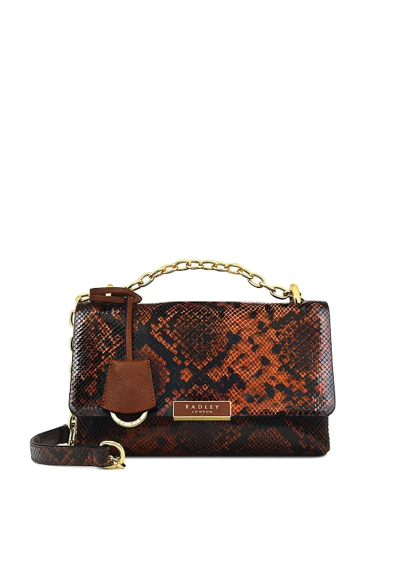 Men's crossbody bag with a padded laptop sleeve for commutingRadley Mill Bay Snake Print Cross Body Bag, Brown Multi