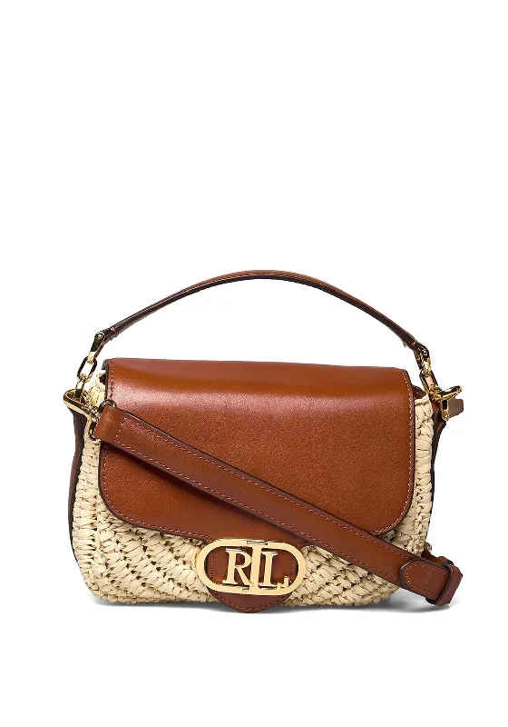 Men's crossbody bag with adjustable straps for a customized fitRalph Lauren Addie Large Straw Crossbody Bag, Brown & Cream