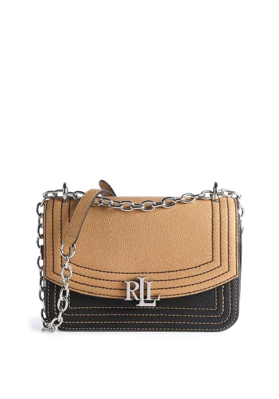 Minimalist men's crossbody bag with a single compartment for simplicityRalph Lauren Madison Contrasting Detail Crossbody Bag, Black & Buff
