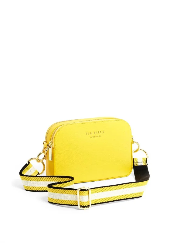 Urban men's crossbody bag with a modern, sleek designTed Baker Amerrah Leather Woven Strap Camera Bag, Yellow