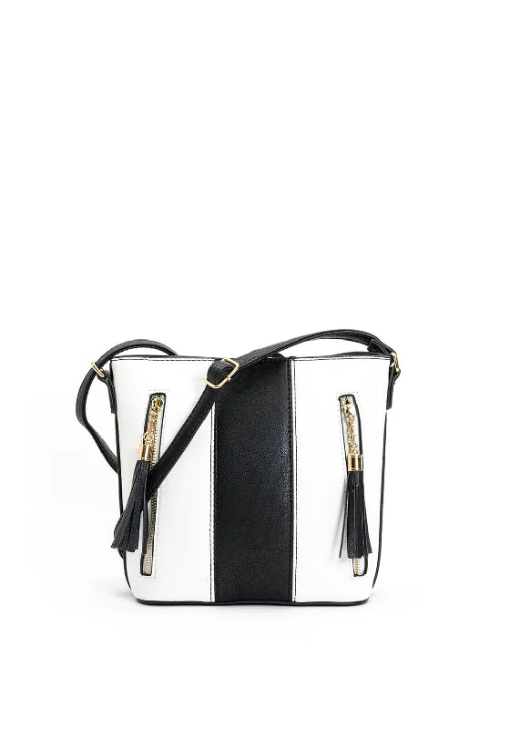 RFID - blocking men's crossbody bag for security - conscious travelersZen Collection Colour Block Crossbody Bag, Black & White