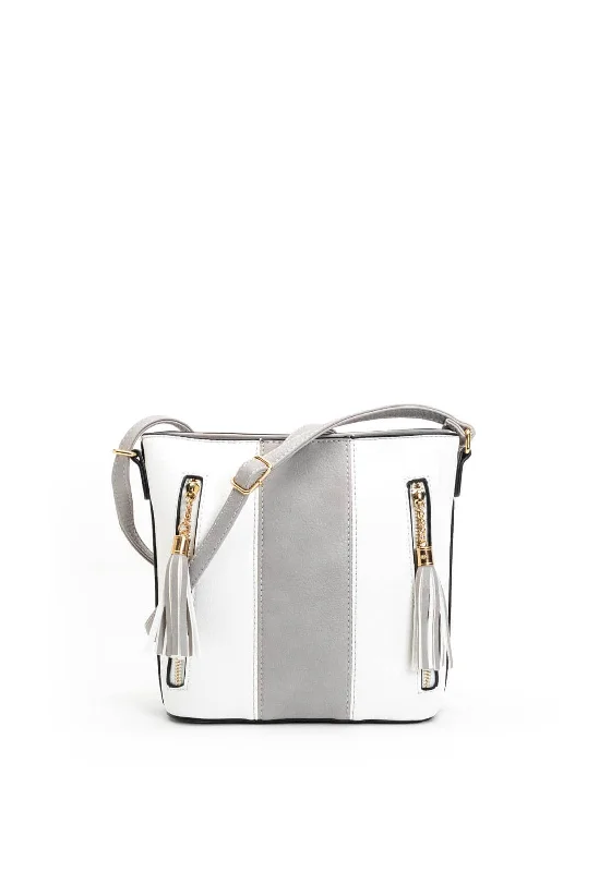 Waterproof nylon men's crossbody bag for outdoor activitiesZen Collection Colour Block Crossbody Bag, Grey & White
